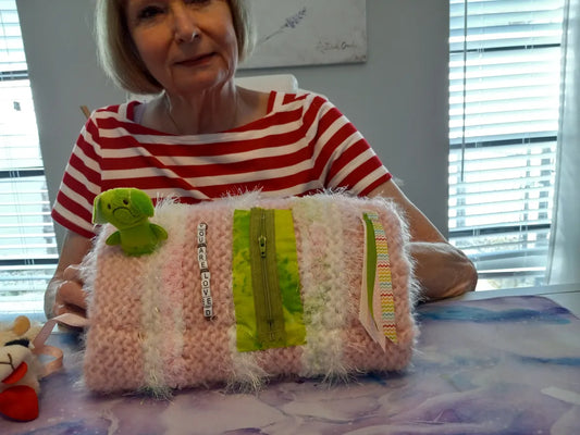 Pink & White Muff with Jewelry
