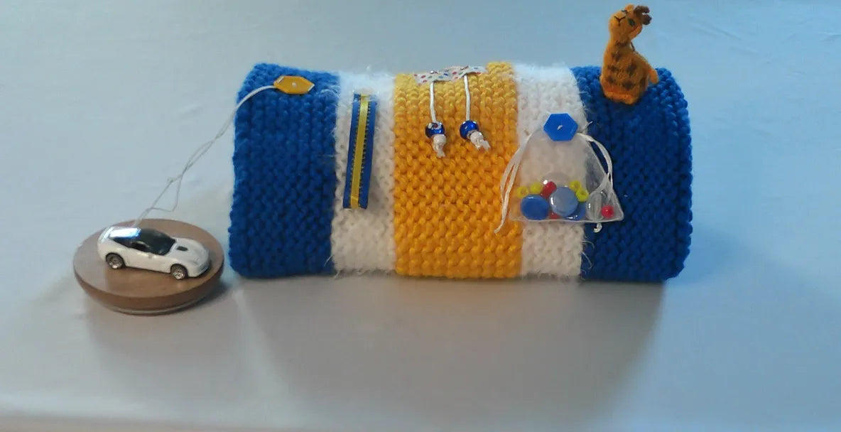 SOLD! Men's Blue-White-Yellow Muff with Car